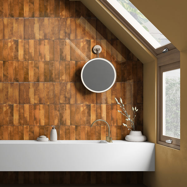 Realm Terracotta Slim Brick Wall Tile