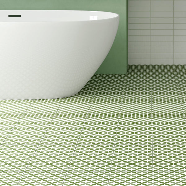 Ealing Green Leaf Pattern Wall and Floor Tile
