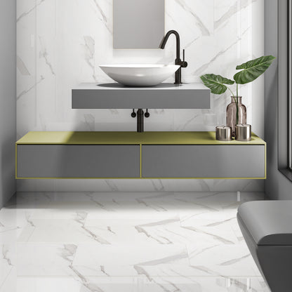 Sanctuary Porcelain White Marble Wall & Floor Tile