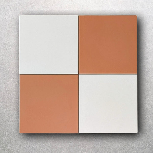 Ealing Chequerboard Terracotta And White Wall & Floor Tiles
