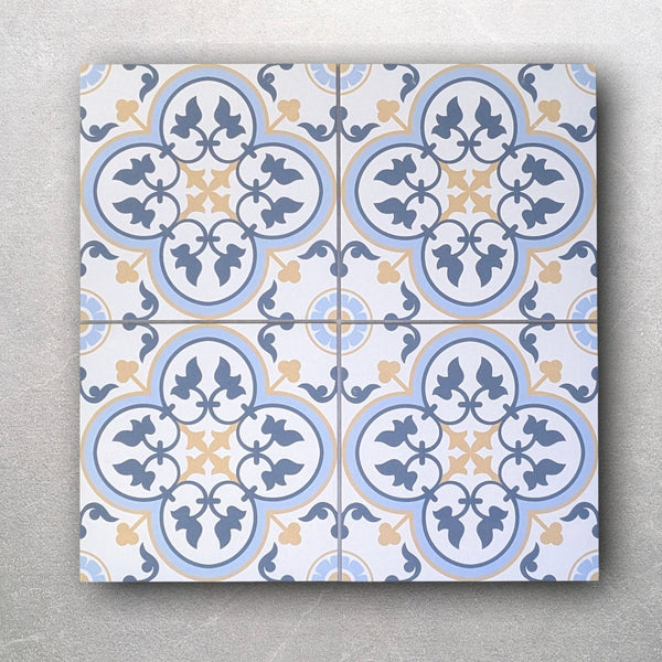 Chichester Blue/Gold Victorian Wall and Floor Tile