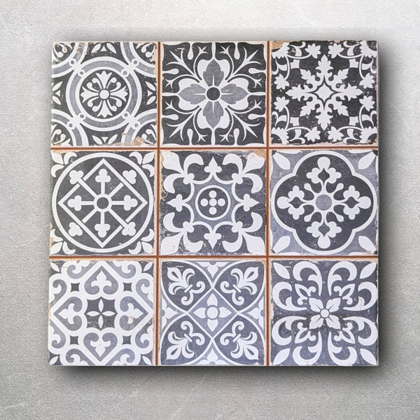 Patchwork Black Patterned Wall and Floor Tile