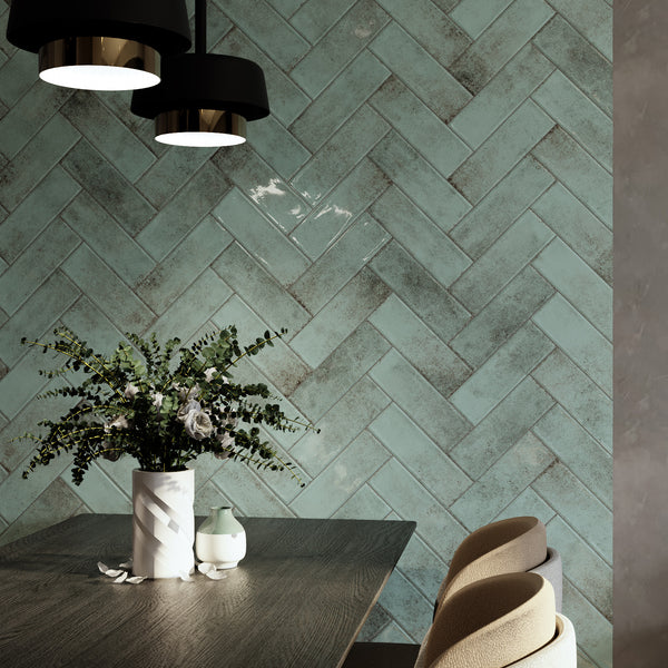 Splash Light Green Ceramic Brick Shape Wall Tile