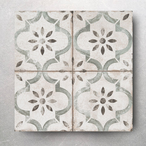 York Sage Green Victorian Wall and Floor Tile