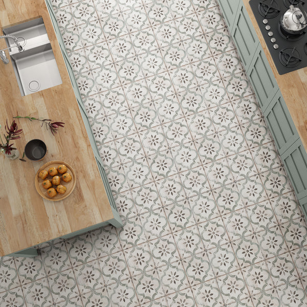 York Sage Green Victorian Wall and Floor Tile