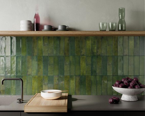 Arizona Green Slim Brick Wall Tile - SAMPLE