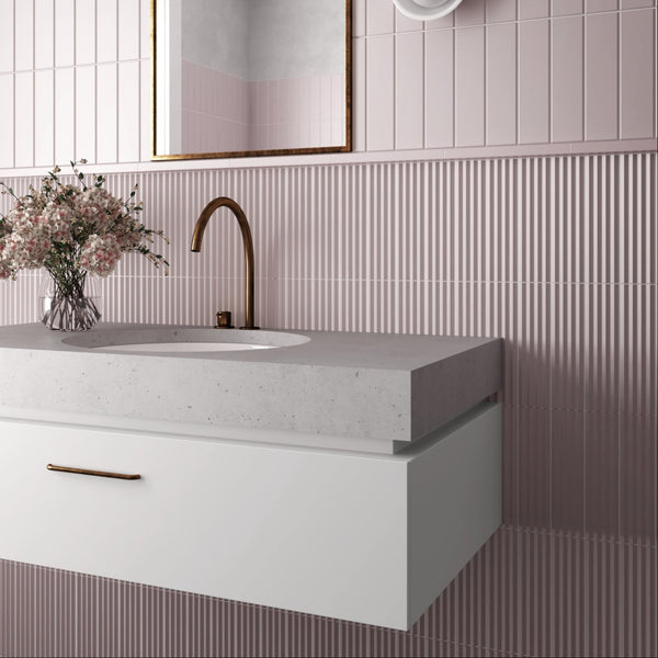 Orbit Pink Fluted Pointed Wall Tile