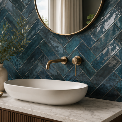 Parker Navy Brick Shape Wall Tile