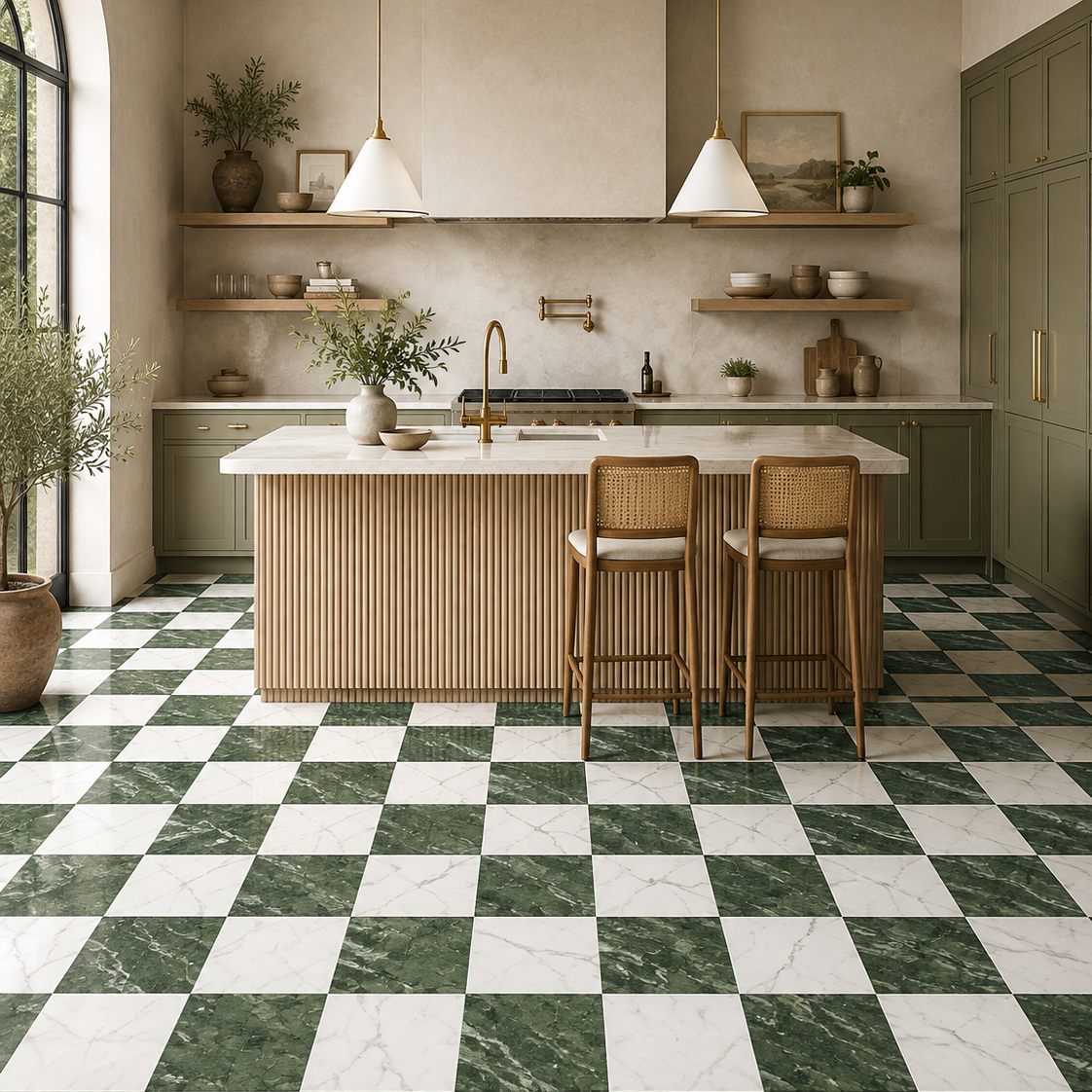 Renaissance Verde Chequerboard Mix Wall and Floor Tile