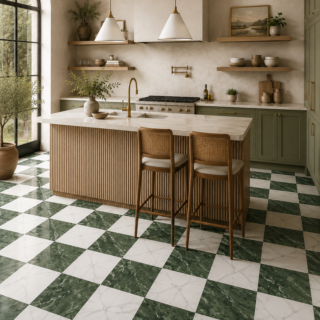 Renaissance Verde Chequerboard Mix Wall and Floor Tile