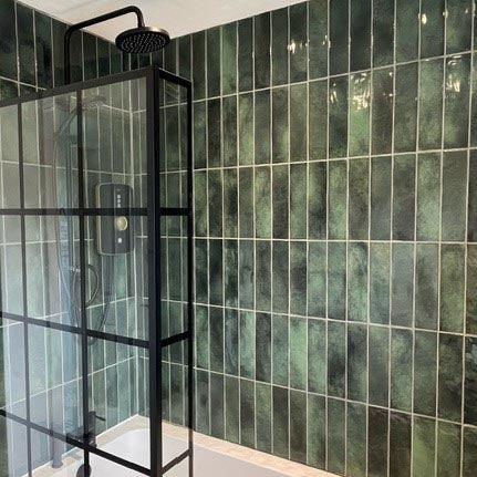 Parker Moss Green Brick Shape Wall Tile