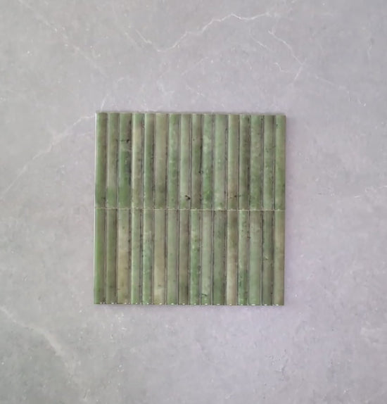 Reeded Gloss Green Wall Tile – Textured Ceramic Backsplash | Tiles360