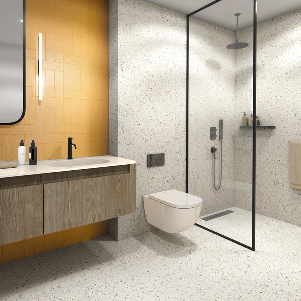 Dapper White Terrazzo Effect Small Wall and Floor Tile