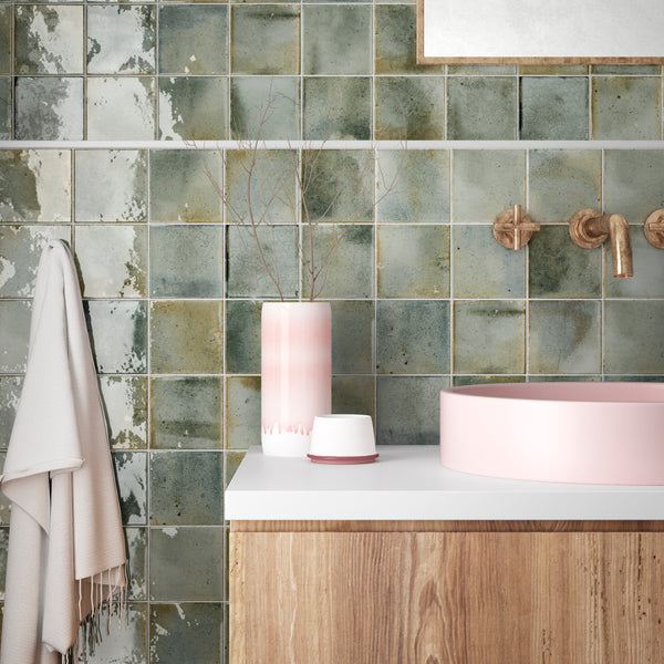 Vietnam Willow Green Square Wall Tile