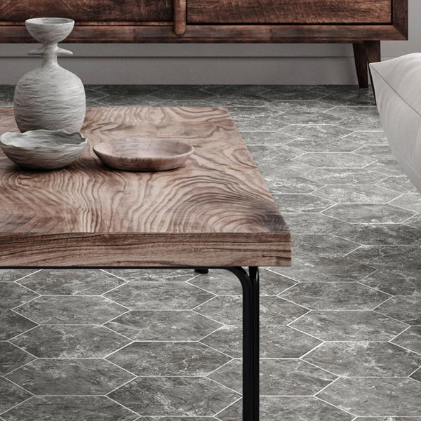 Lucca Grey Hexagon Marble Effect Wall and Floor Tile