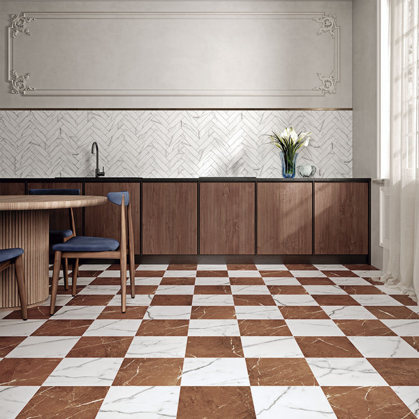 Renaissance Terracotta Chequerboard Mix Wall and Floor Tile