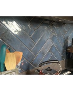 Brick Shaped Blue Crackle Glaze Wall Tile - Eliane Range | Tiles360