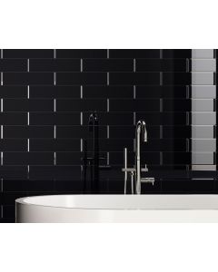 Black Flat-Faced 300mm x 100mm Wall Tile - Georgia Range | Tiles360