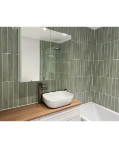 Sage Green Slim Brick-Shape 370mm x 61mm Tile  - Lacquer Range | Tiles360