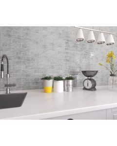 Grey Gloss Brick-Shaped Wall Tiles - Plush Range | Tiles360