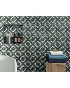 Grey Geometric Patterned Square Tile - Design 4 Portobello Range | Tiles360